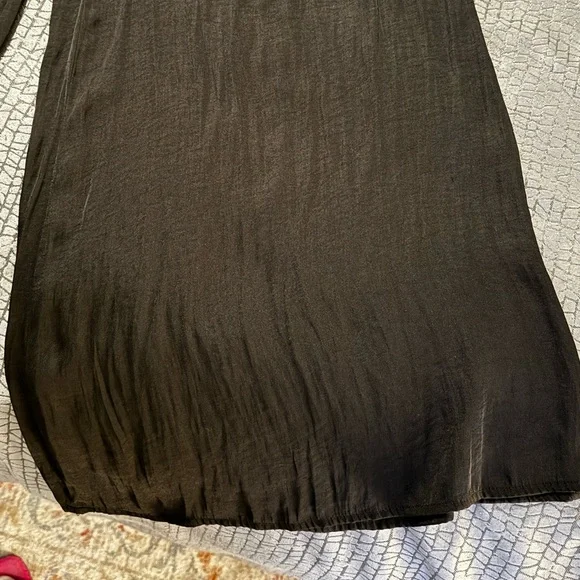 NWT ZARA KHAKI SHINY WIDE LEG PANTS TROUSERS Size S. Black . Pre owned like new - Picture 11 of 12